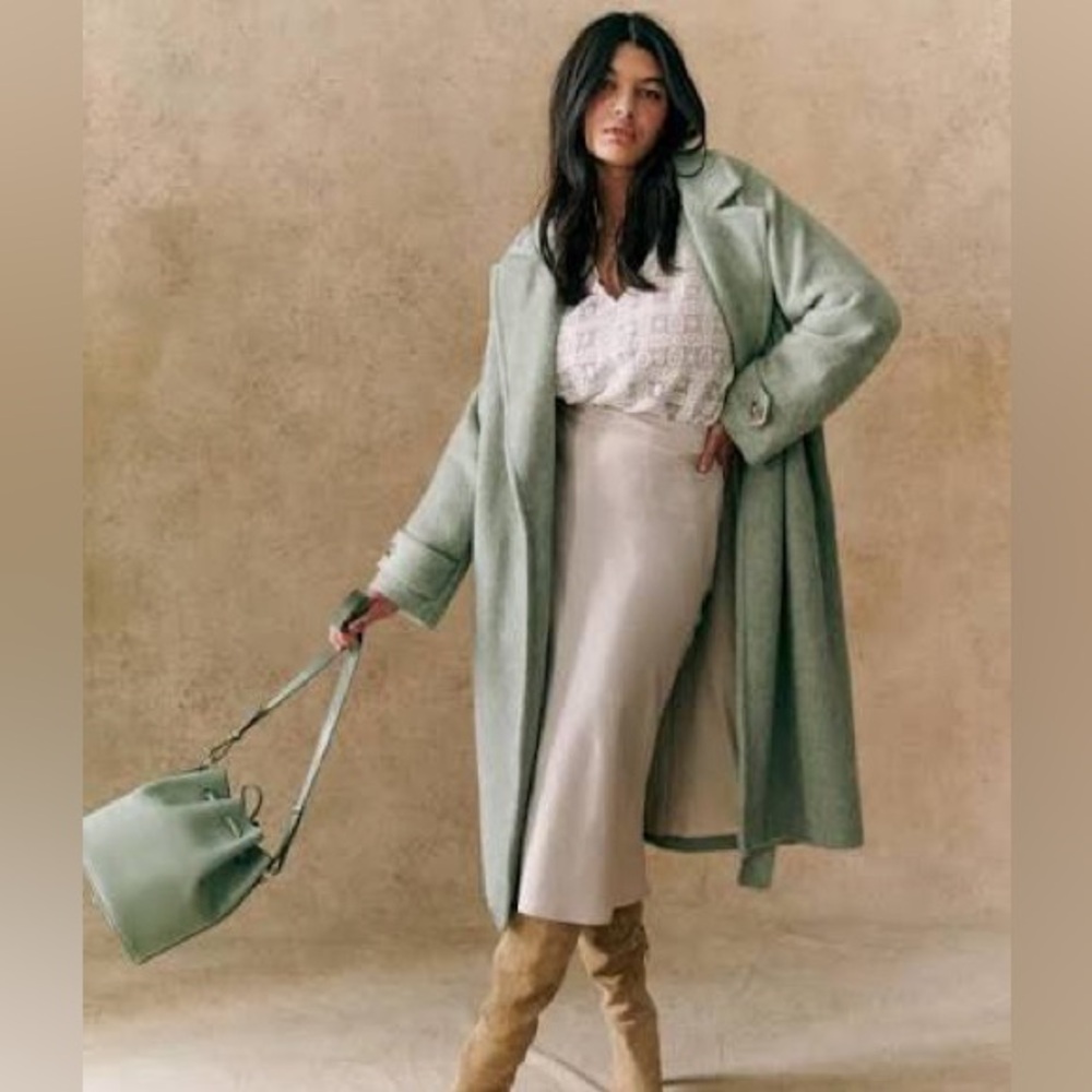 Sezane Marc Water Green Trench Coat 34